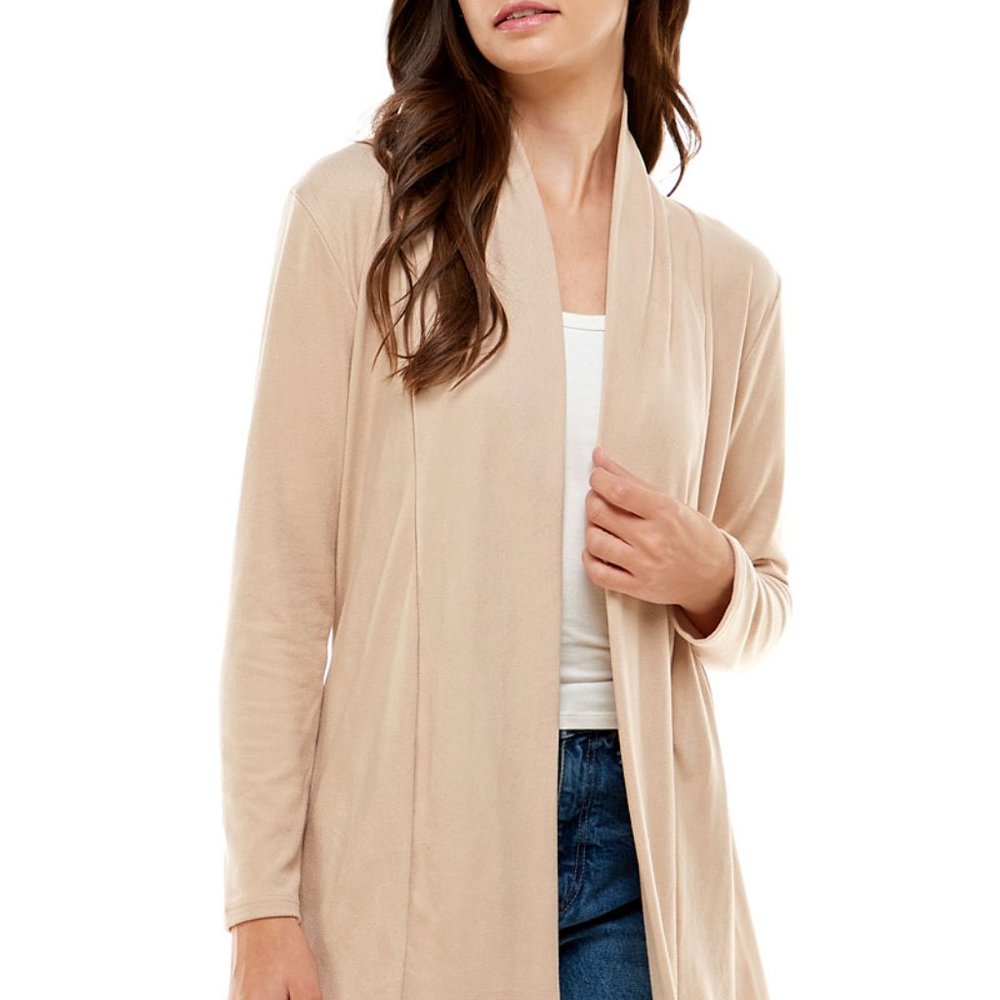 Women's Casual Lightweight Open Front Cardigans with Pockets_Beige - Picture 9 of 9